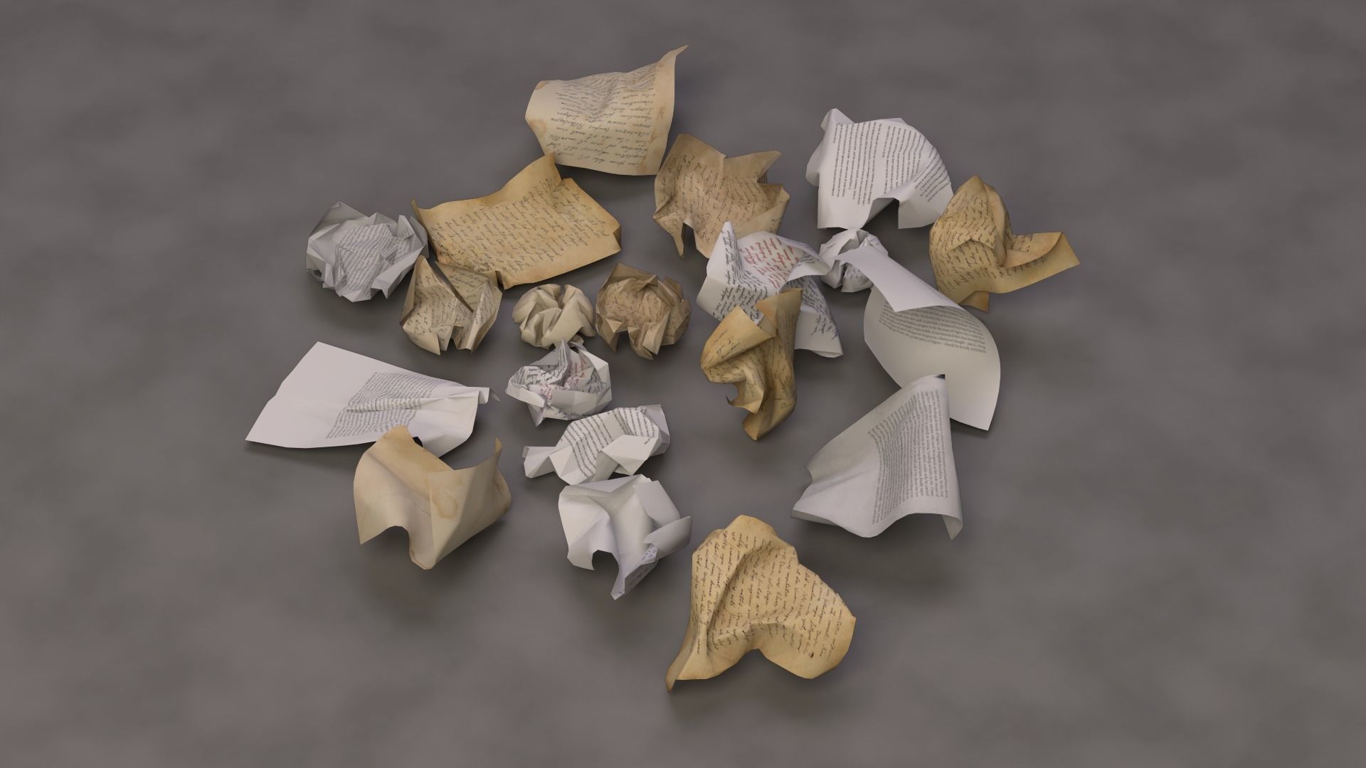 20 Crumpled paper Pack Low-poly 3D model_5