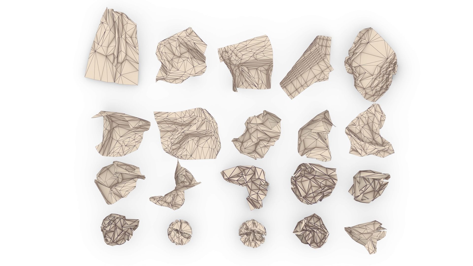 20 Crumpled paper Pack Low-poly 3D model_9