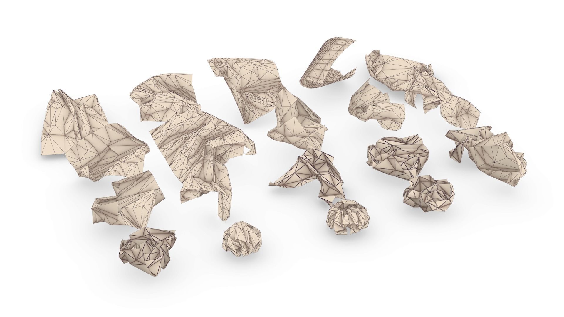 20 Crumpled paper Pack Low-poly 3D model_8