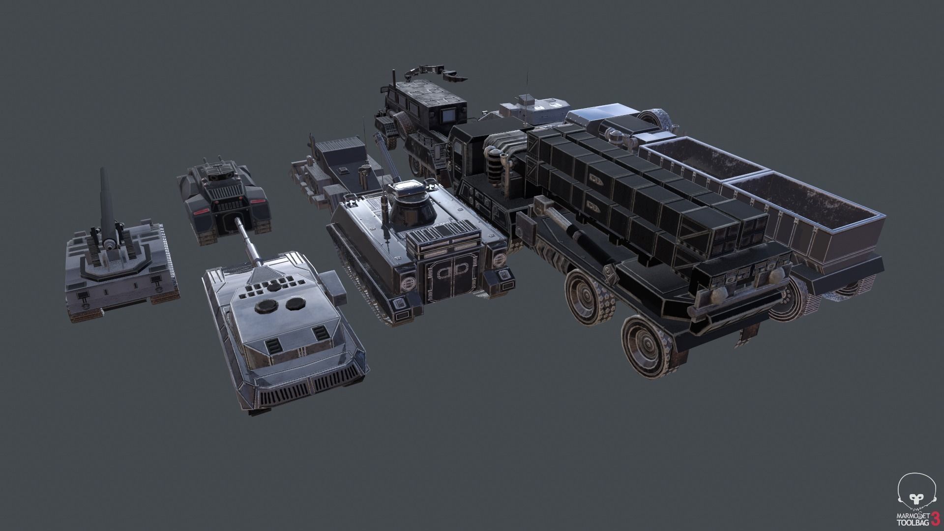 Tanks for RTS Game Pack Low-poly 3D model_4