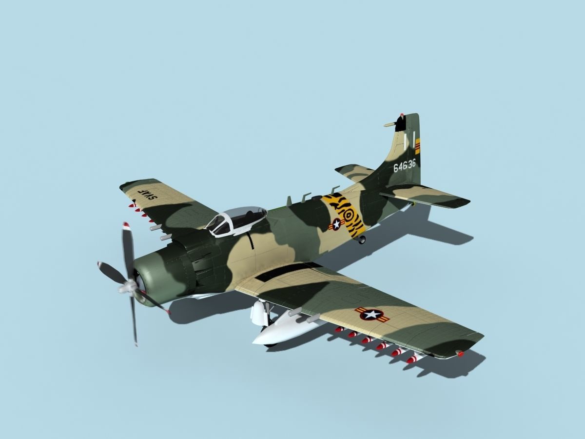 Douglas A-1H Skyraider V24 SVAF 3D model_10