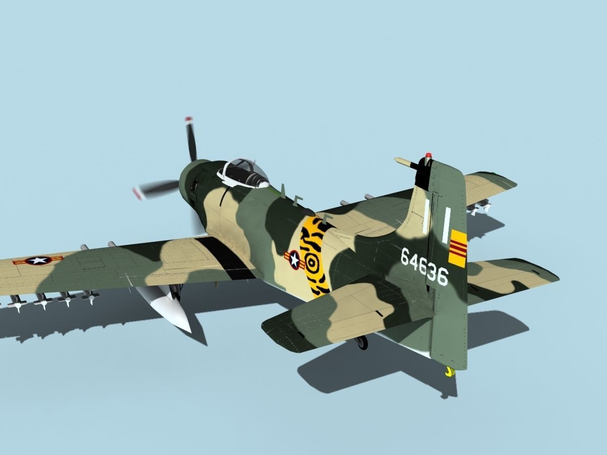 Douglas A-1H Skyraider V24 SVAF 3D model_7