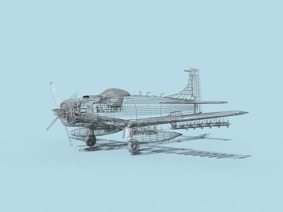 Douglas A-1H Skyraider V24 SVAF 3D model_12