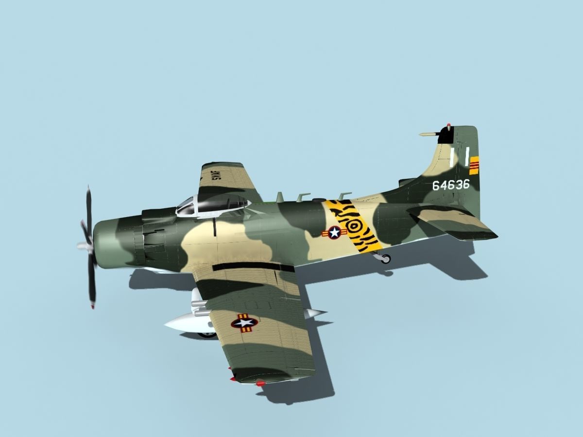 Douglas A-1H Skyraider V24 SVAF 3D model_9