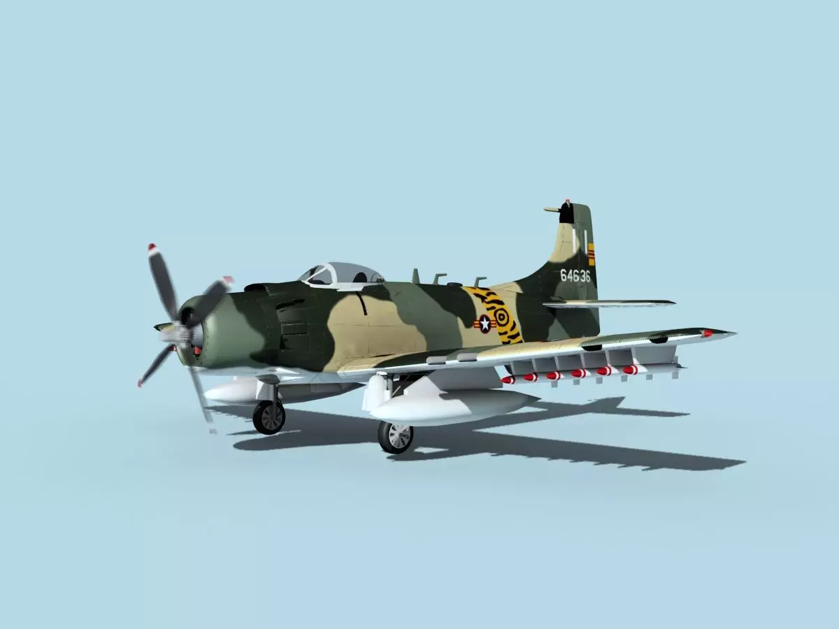 Douglas A-1H Skyraider V24 SVAF 3D model_0