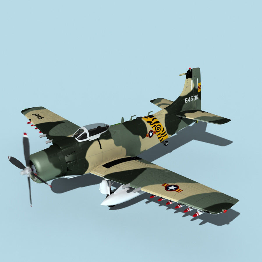 Douglas A-1H Skyraider V24 SVAF 3D model_11