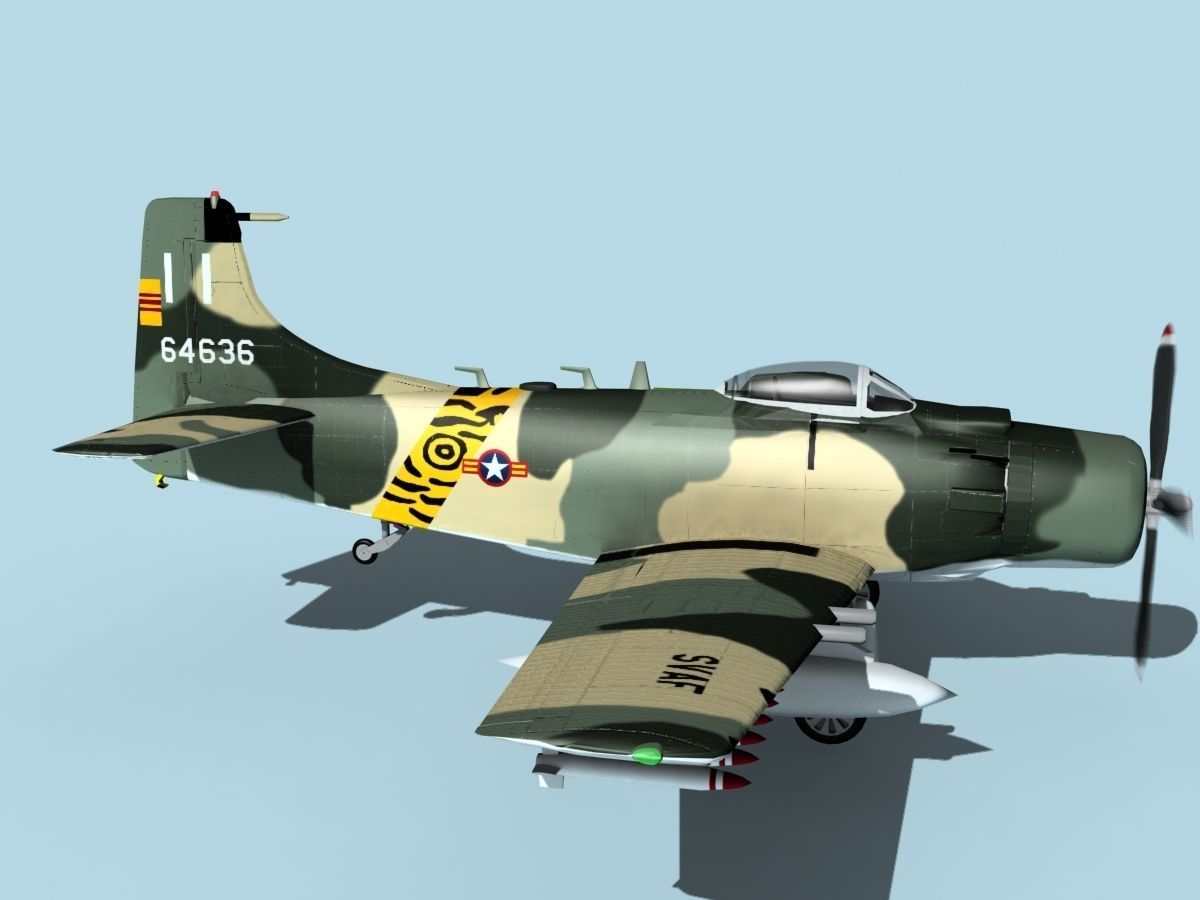 Douglas A-1H Skyraider V24 SVAF 3D model_4