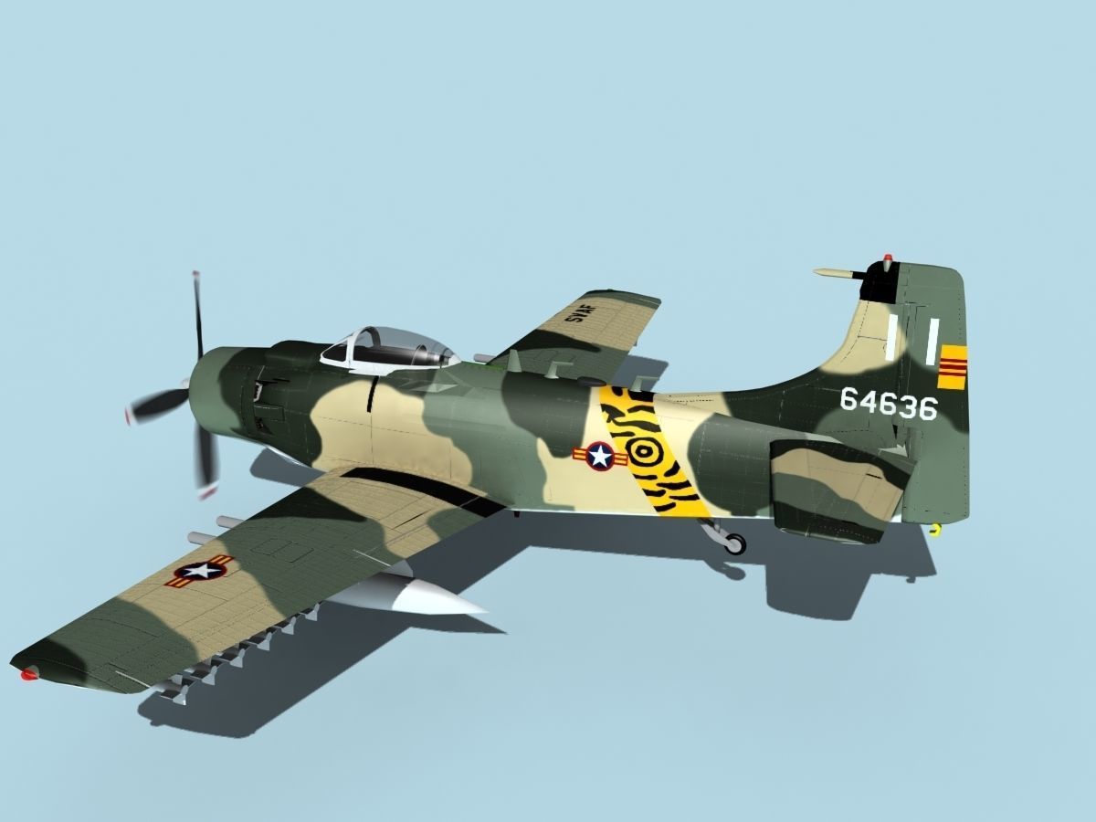 Douglas A-1H Skyraider V24 SVAF 3D model_8
