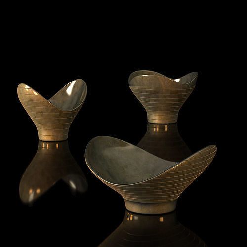 Decorative Brass Bowls by Paavo Tynell Low-poly 3D model