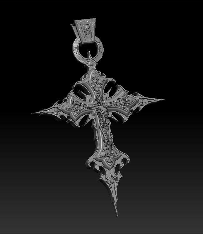 Crucifix of the skeleton 3D model_5