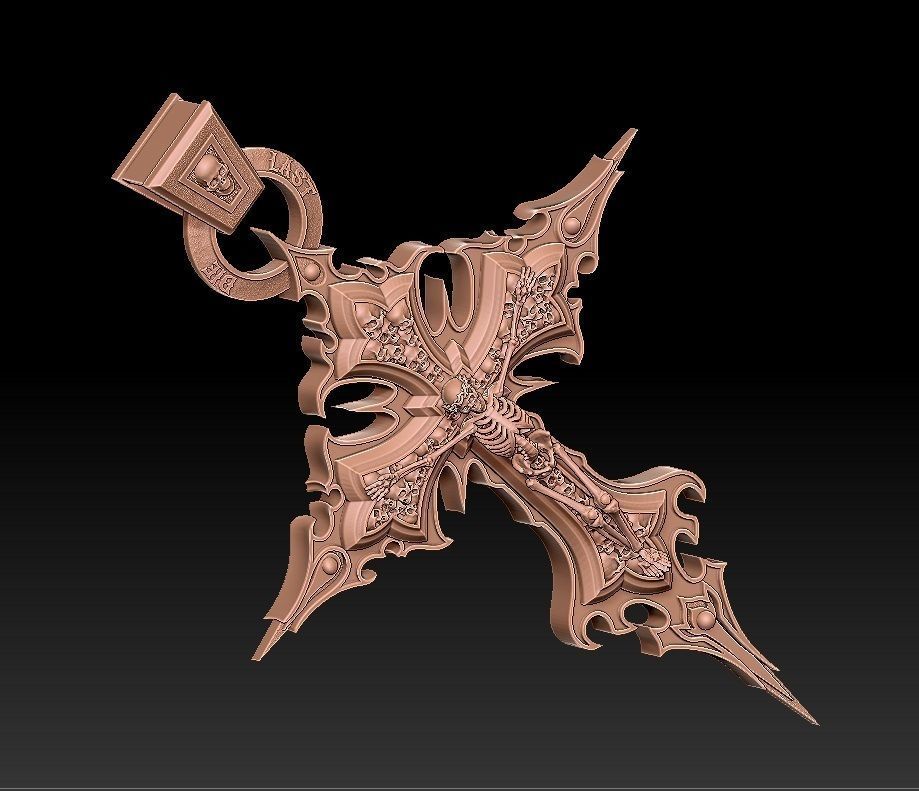 Crucifix of the skeleton 3D model_8