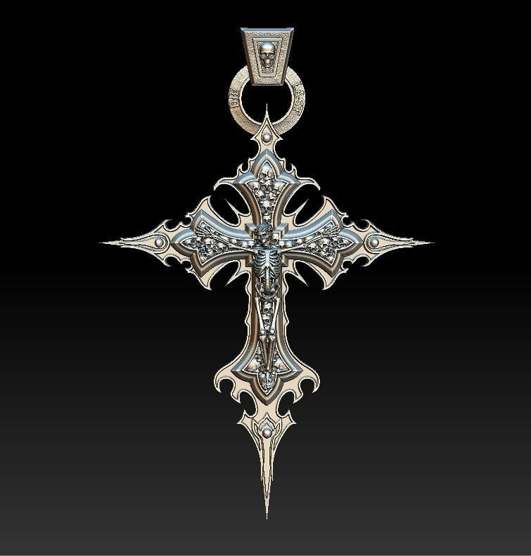 Crucifix of the skeleton 3D model_1