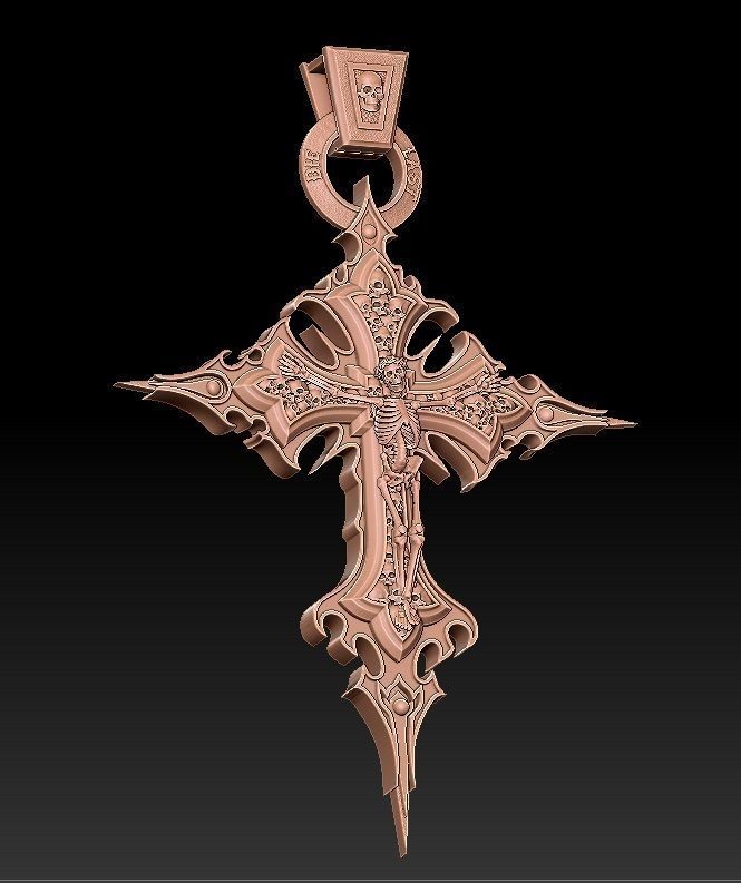 Crucifix of the skeleton 3D model_7