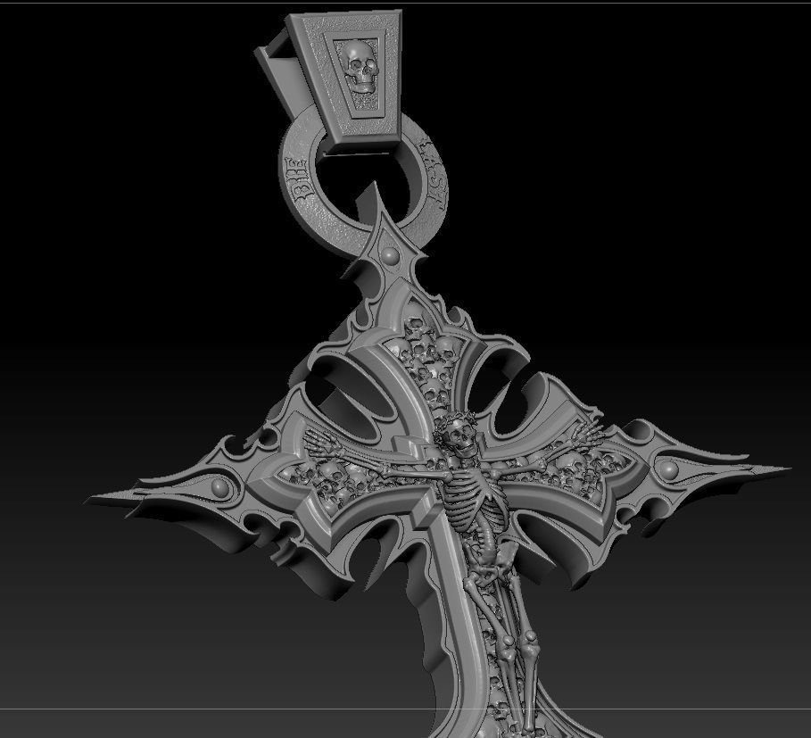 Crucifix of the skeleton 3D model_4