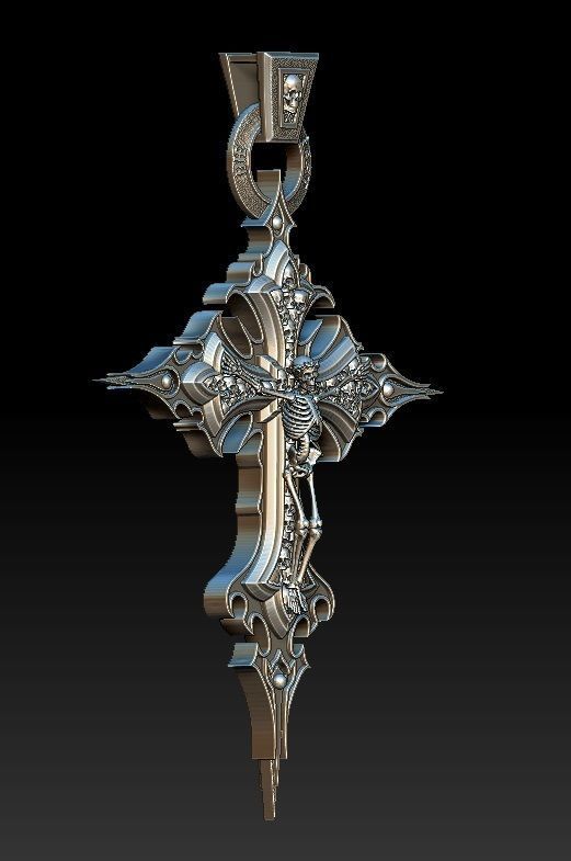 Crucifix of the skeleton 3D model_3