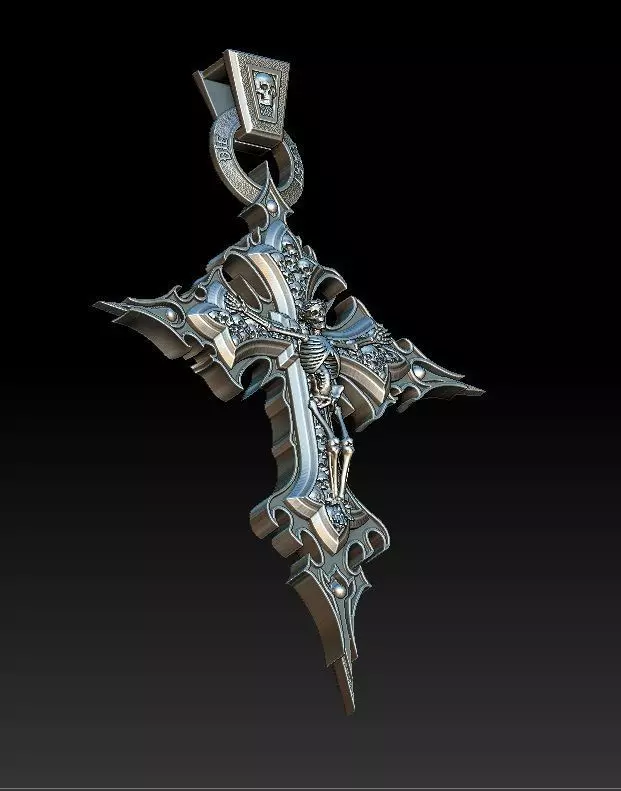 Crucifix of the skeleton 3D model_0