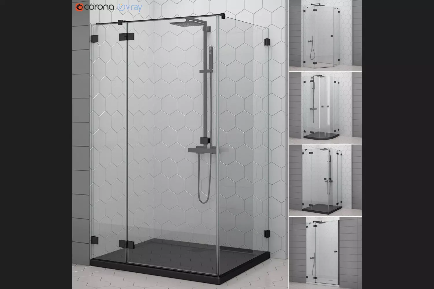 Cabin showers Radaway Essenza black 3D model