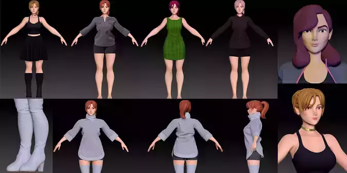 6 Zbrush Stylized Female Character Base Mesh  3D model