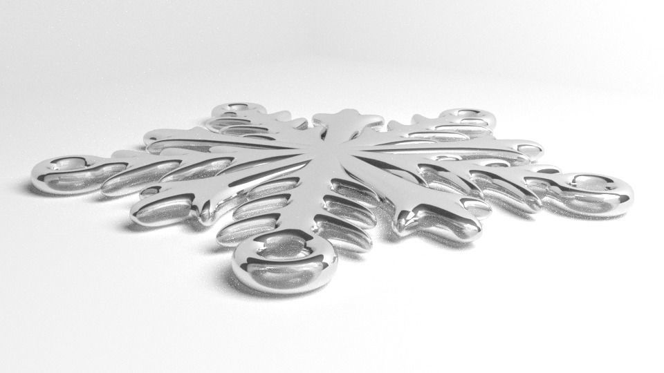Snowflake 6 silver 3D model_3