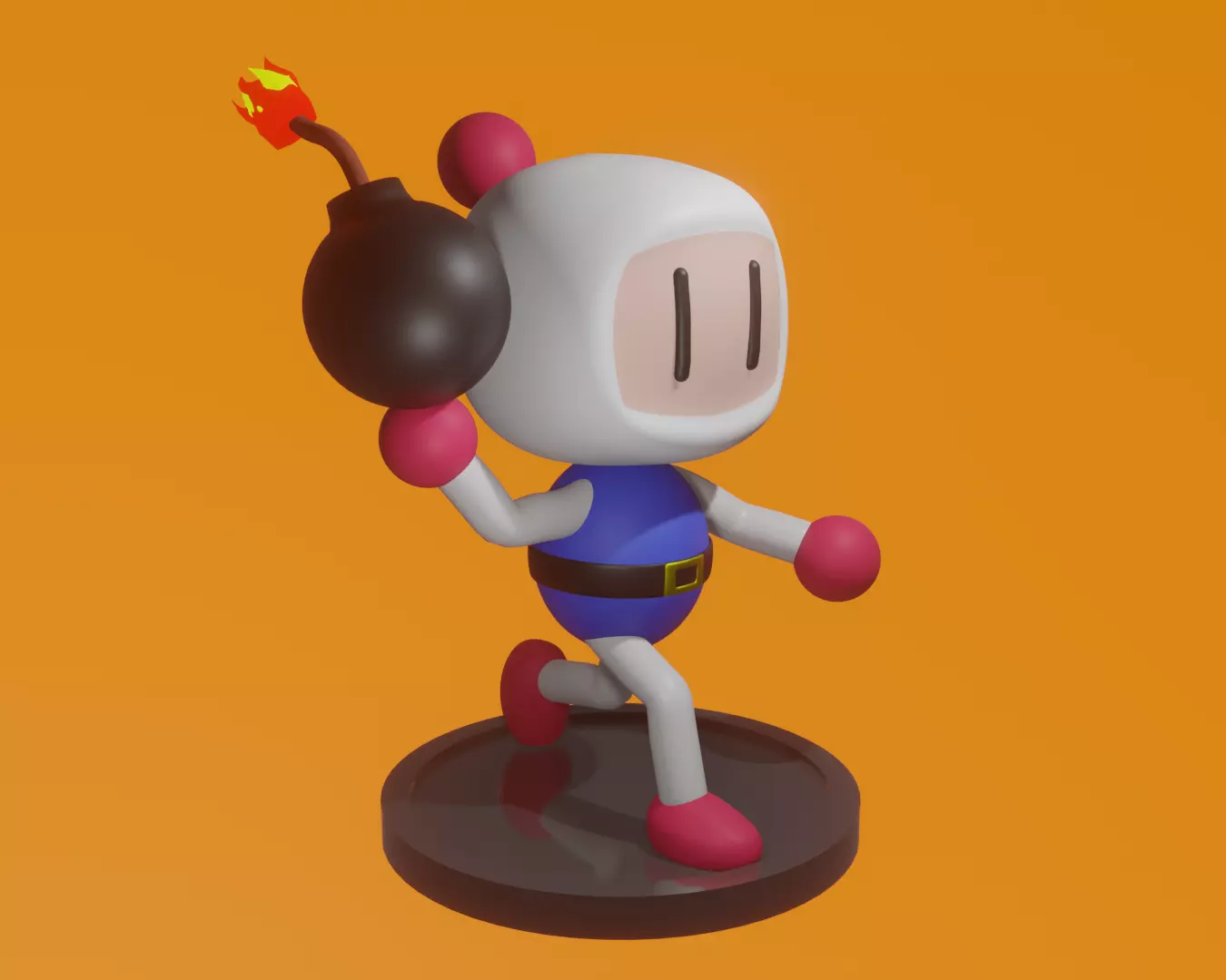 Bomberman character holding bomb 3D model_0