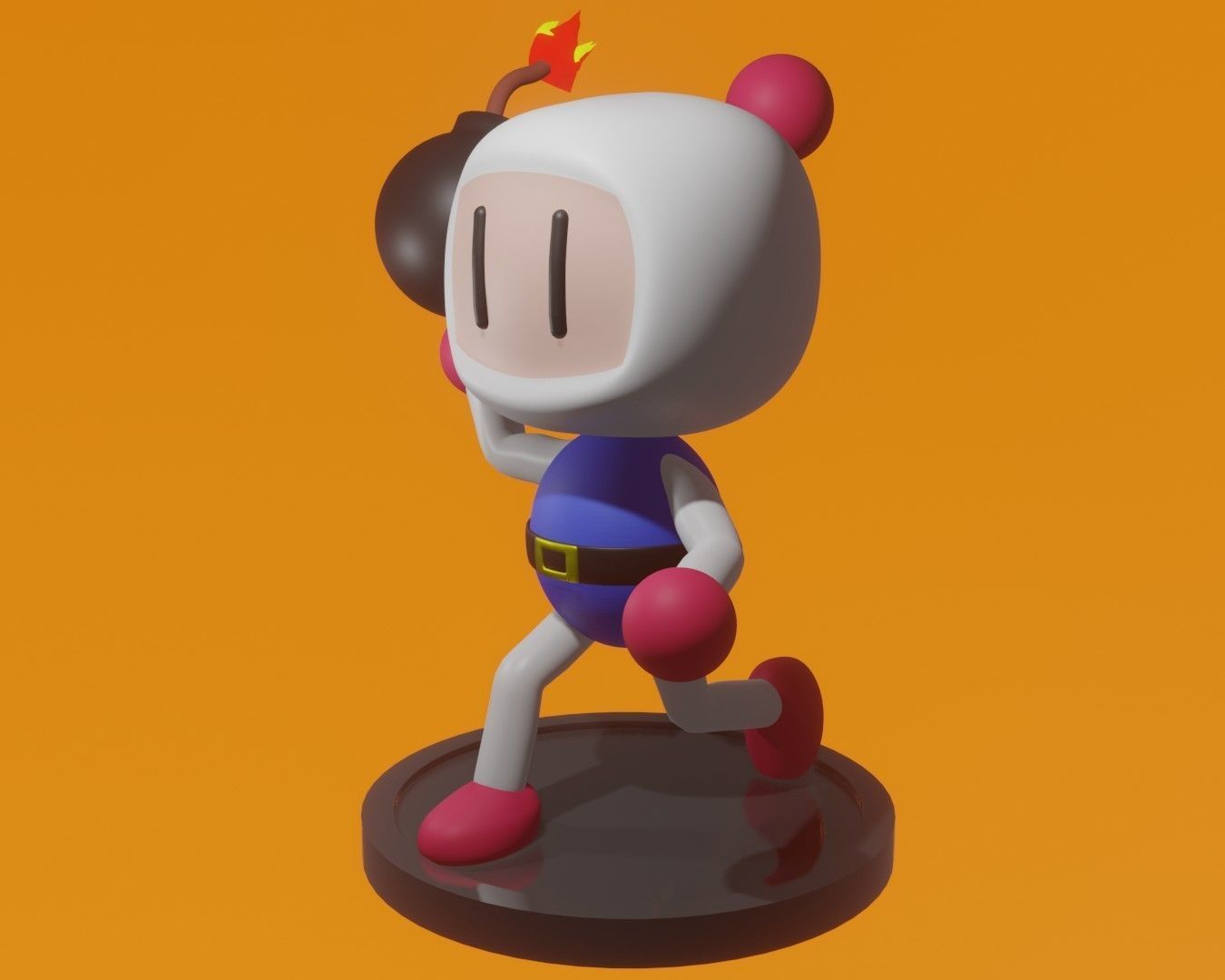 Bomberman character holding bomb 3D model_2