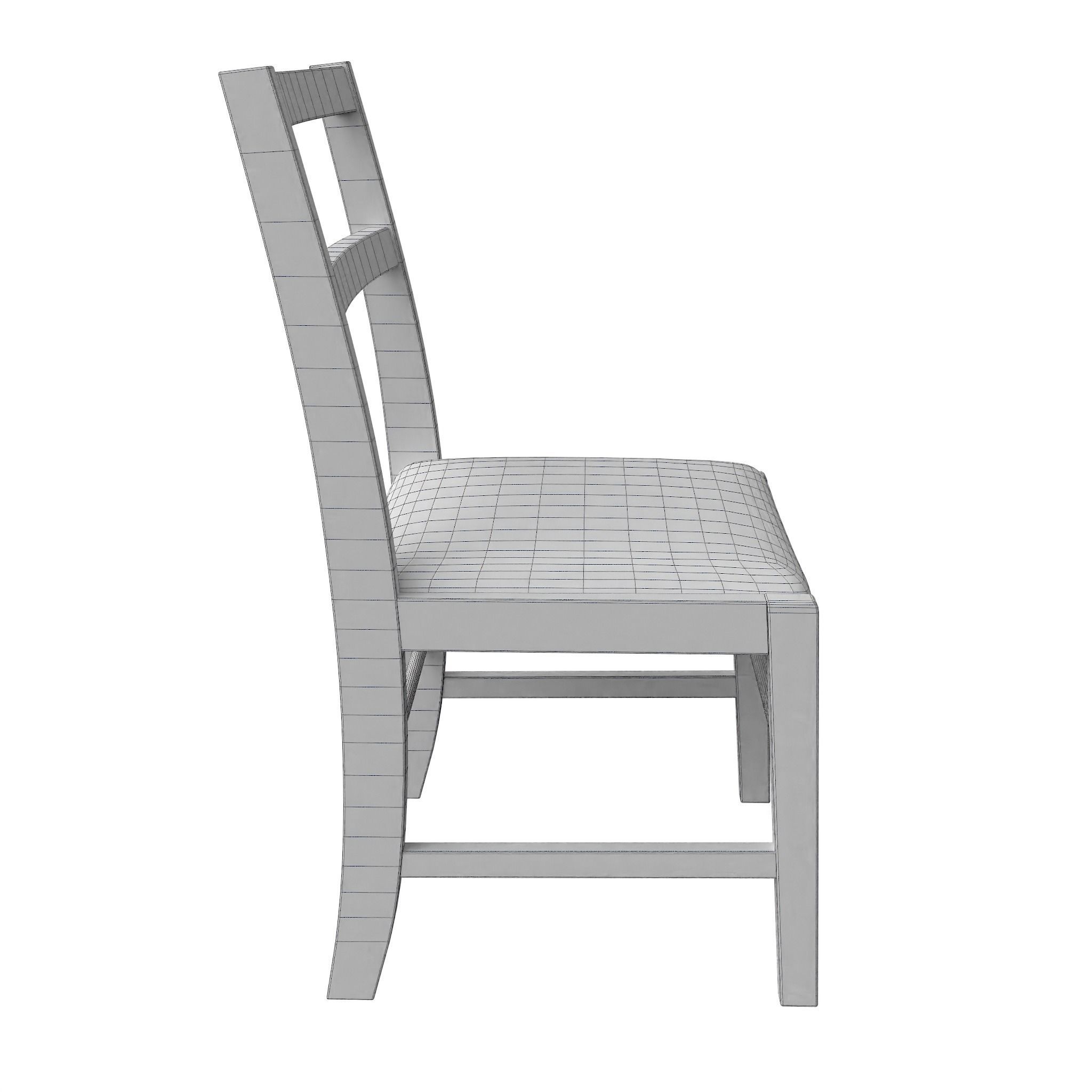 Chair-16 wooden chair with seat Low-poly 3D model_4