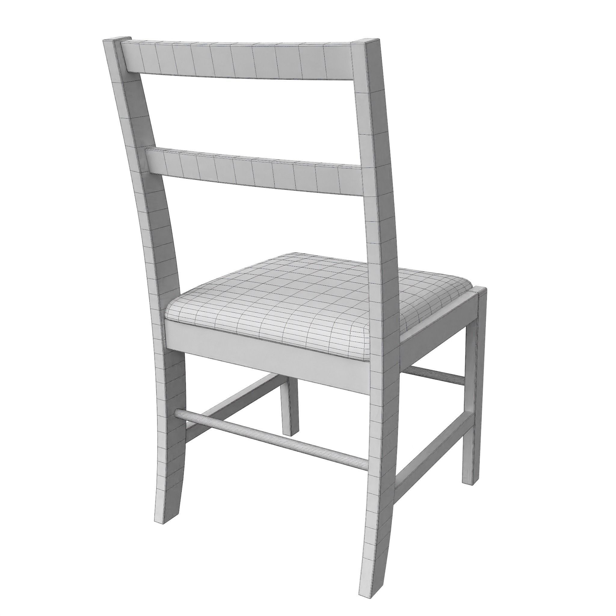 Chair-16 wooden chair with seat Low-poly 3D model_6