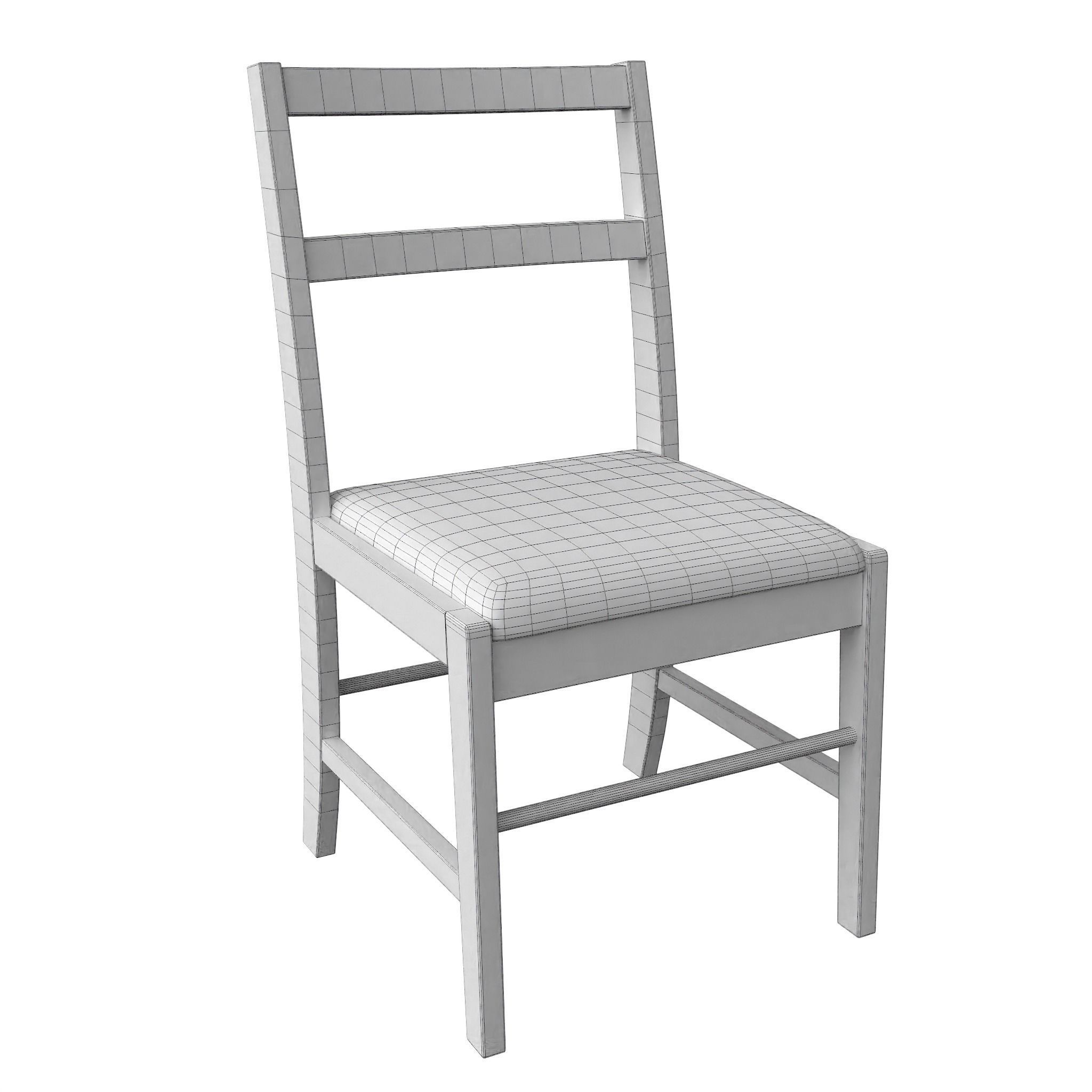 Chair-16 wooden chair with seat Low-poly 3D model_2