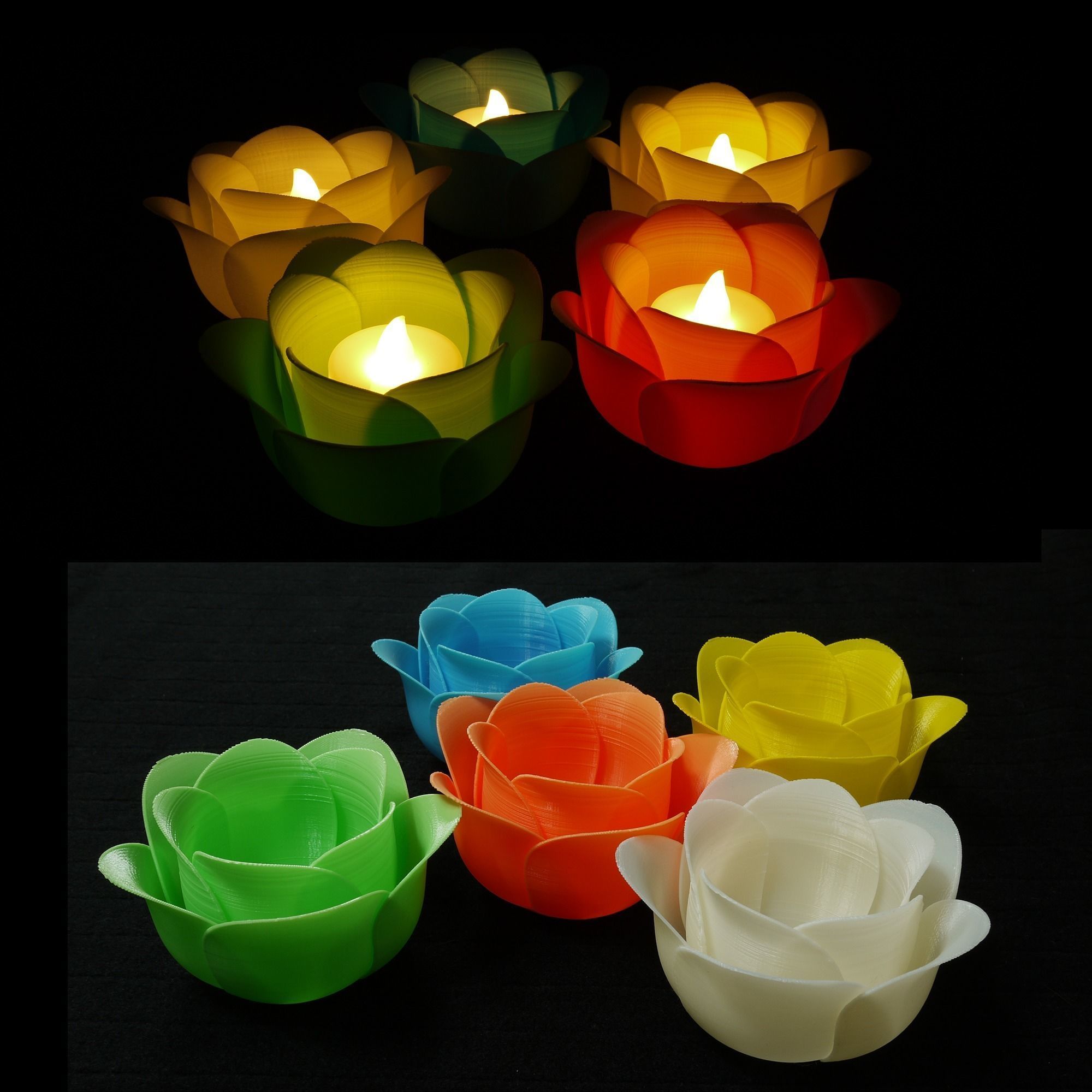 Flower Candle Holder Tealight Holder 3D print model_9