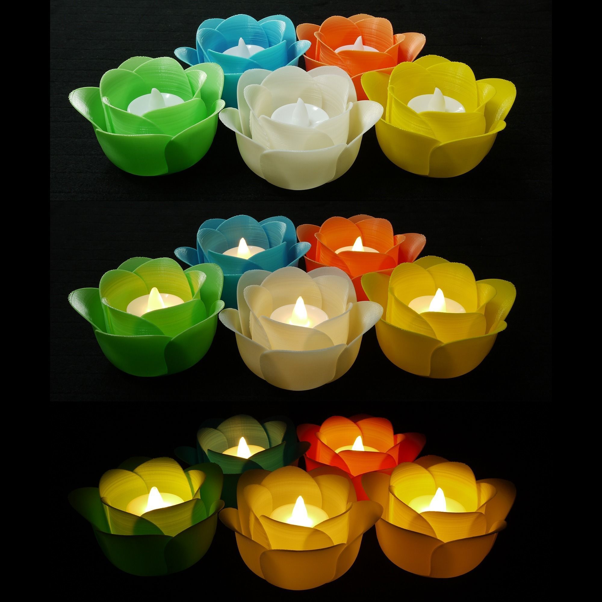 Flower Candle Holder Tealight Holder 3D print model_5