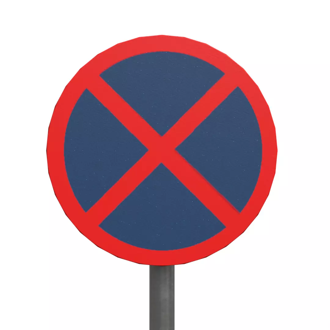 No stopping or standing SignBoard Low-poly 3D model_0