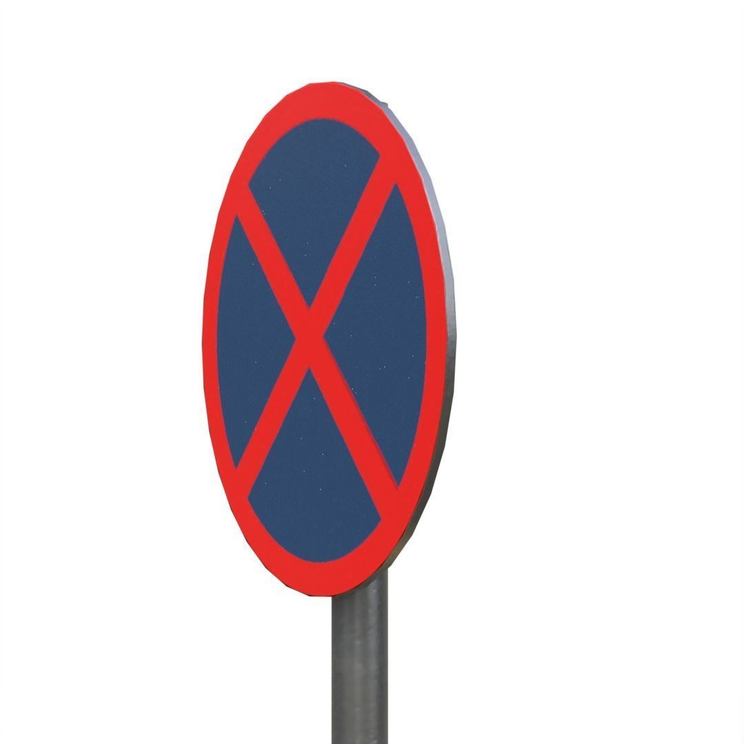 No stopping or standing SignBoard Low-poly 3D model_10