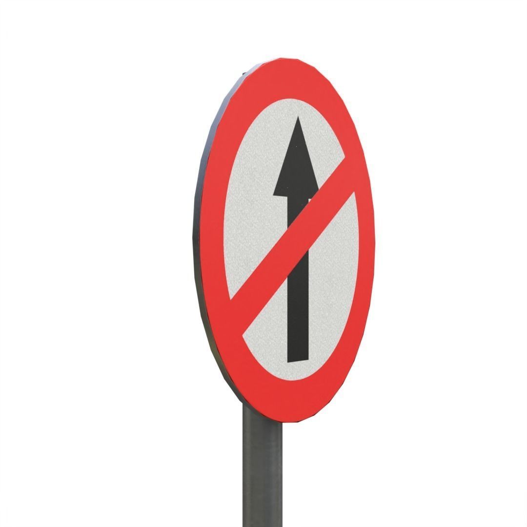 No Entry streetsignBoard Low-poly 3D model_1