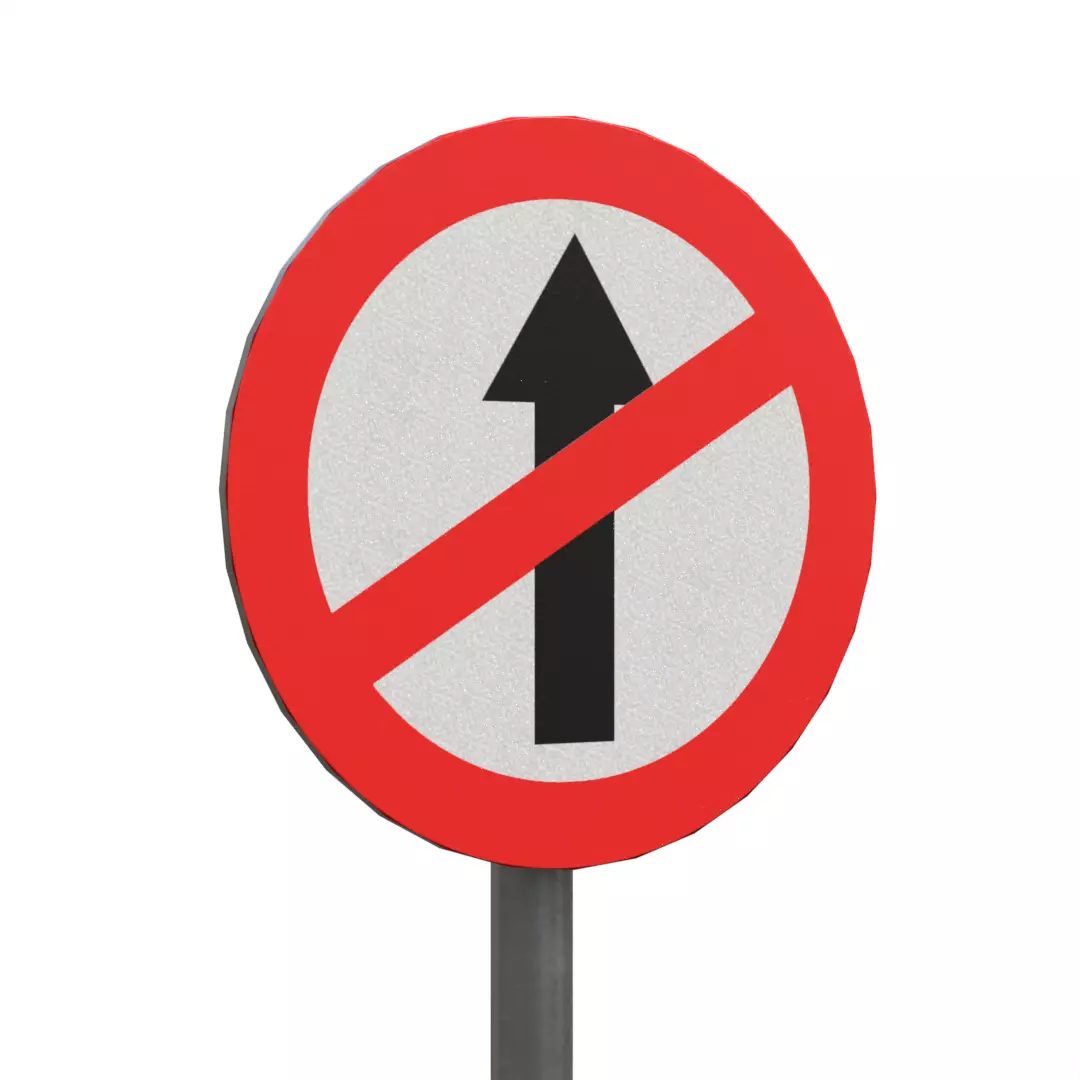 No Entry streetsignBoard Low-poly 3D model_0