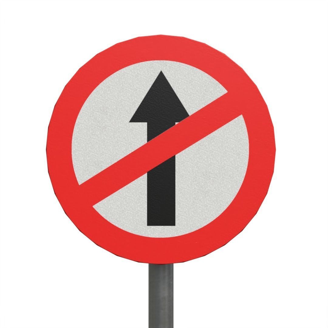 No Entry streetsignBoard Low-poly 3D model_11
