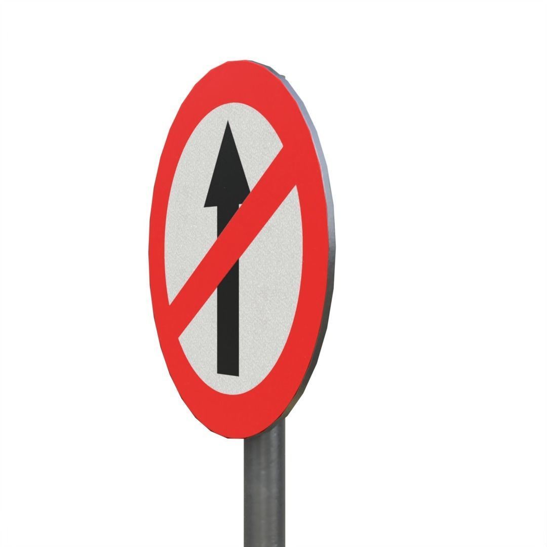 No Entry streetsignBoard Low-poly 3D model_9
