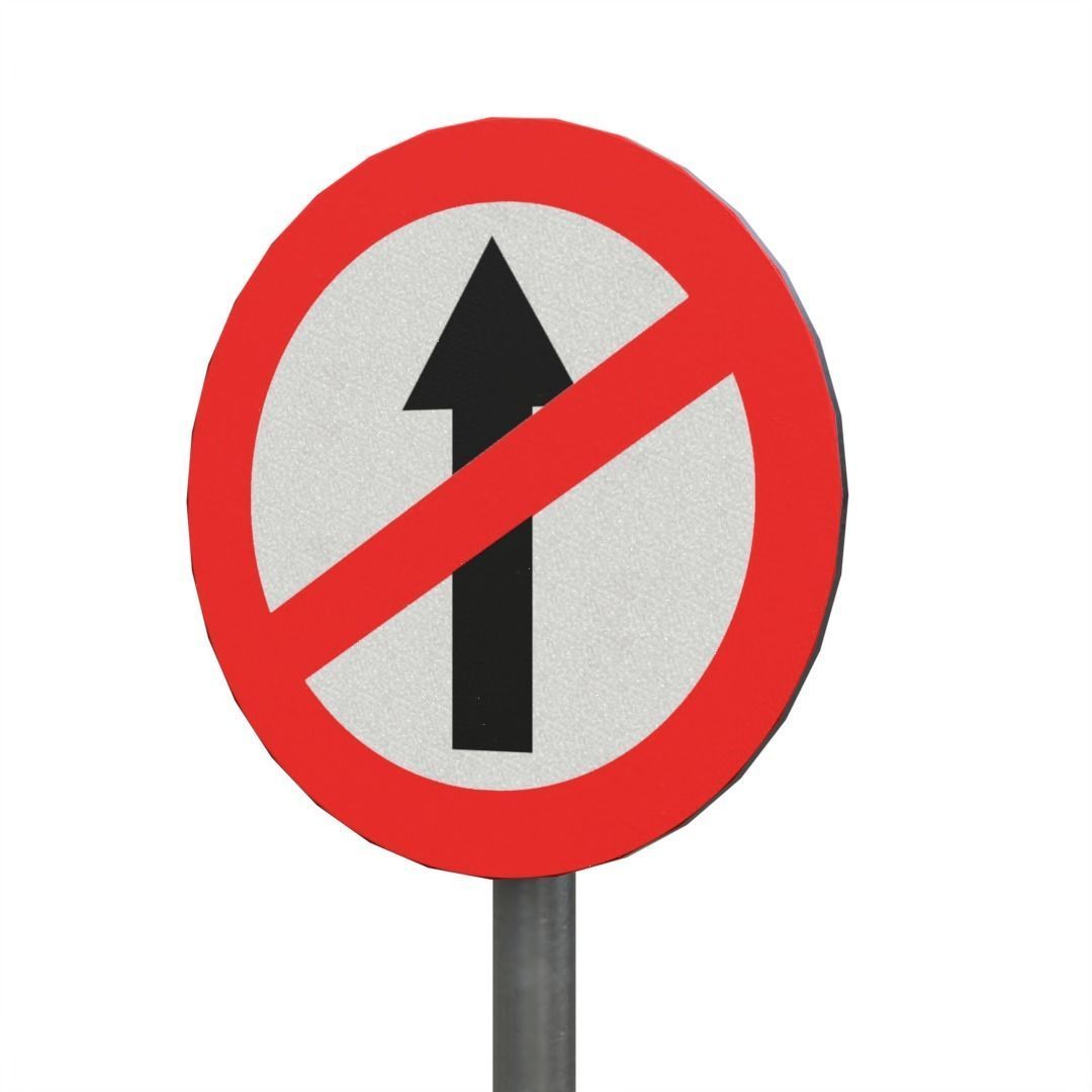 No Entry streetsignBoard Low-poly 3D model_10