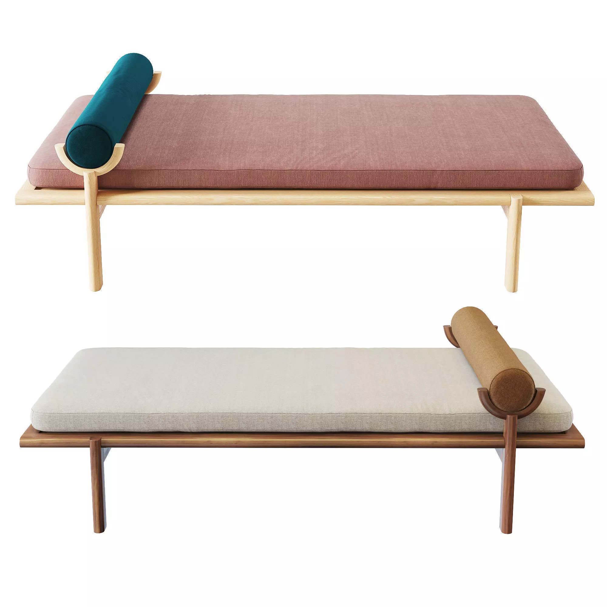 Walnut crescent lounge 3D model_0