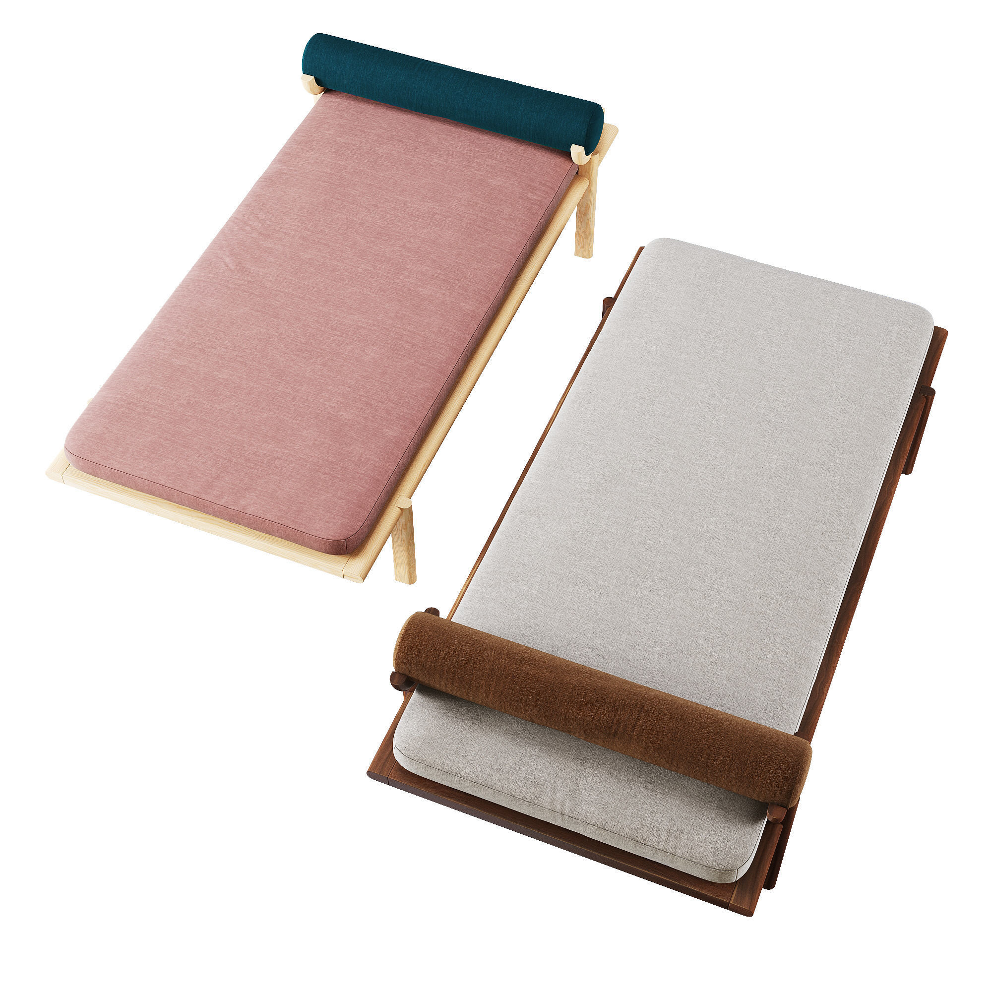 Walnut crescent lounge 3D model_3