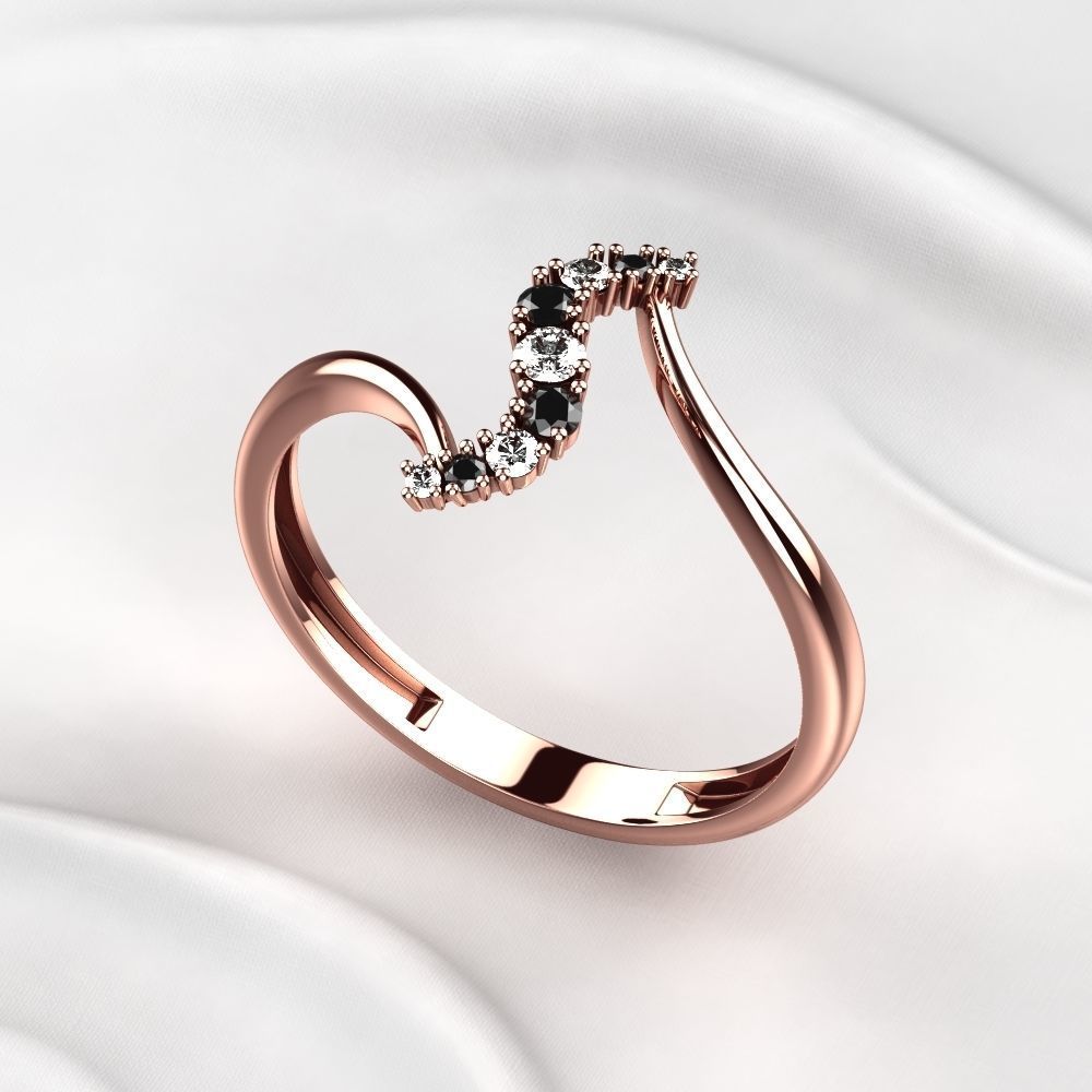 Diamonds Gold Ring 3D print model_6