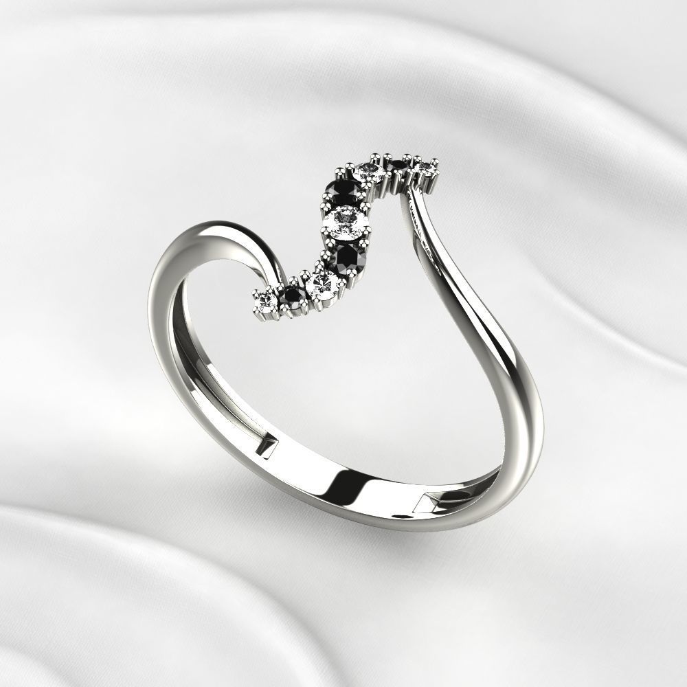 Diamonds Gold Ring 3D print model_10