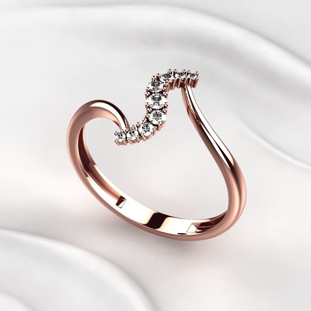 Diamonds Gold Ring 3D print model_5