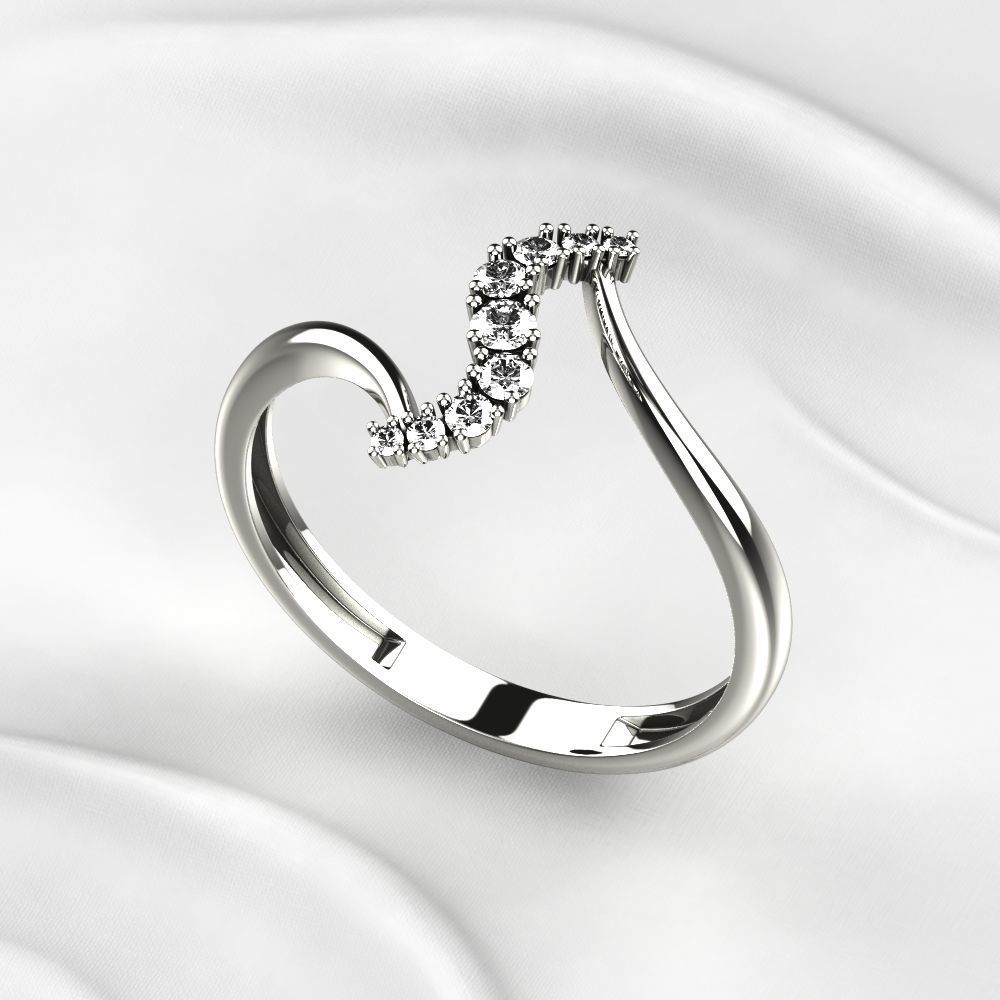 Diamonds Gold Ring 3D print model_9