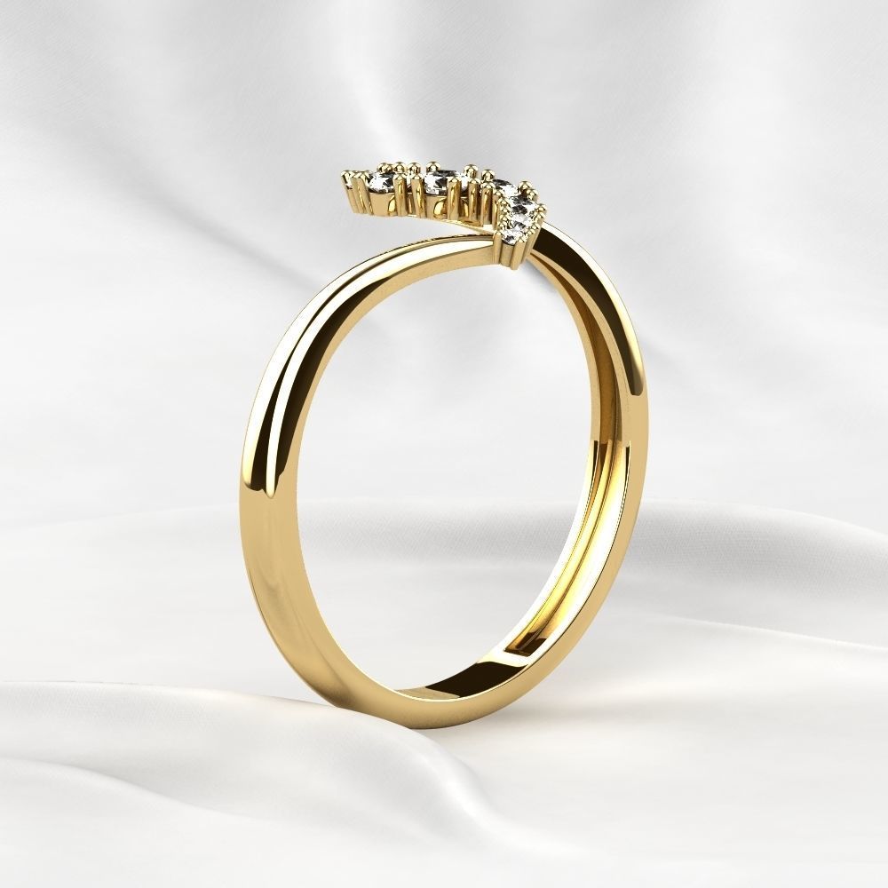 Diamonds Gold Ring 3D print model_16
