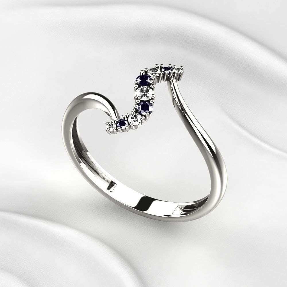 Diamonds Gold Ring 3D print model_12