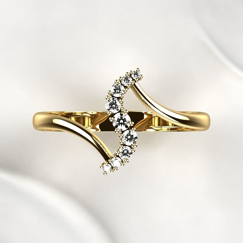Diamonds Gold Ring 3D print model_14