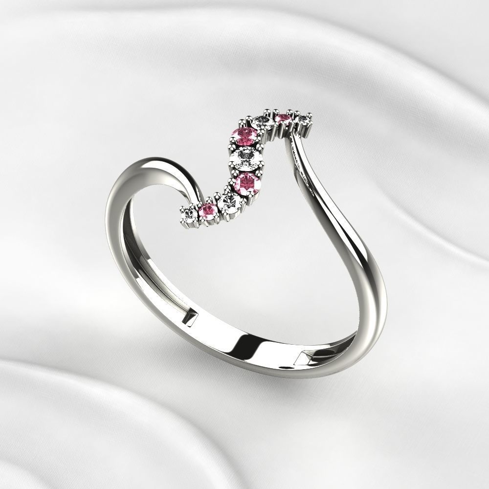 Diamonds Gold Ring 3D print model_11