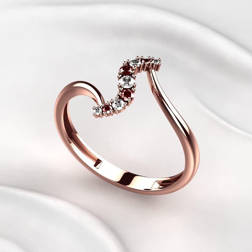 Diamonds Gold Ring 3D print model_7