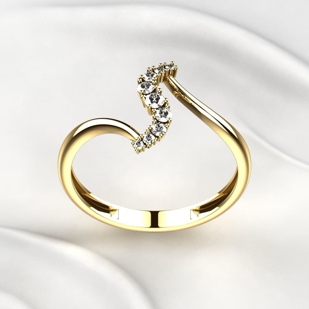 Diamonds Gold Ring 3D print model_13