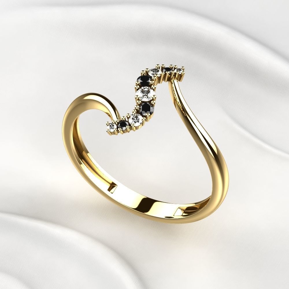 Diamonds Gold Ring 3D print model_3